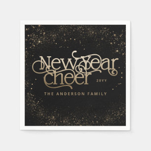Nieuwjaar elegant Art Deco typografie zwart goud Servet