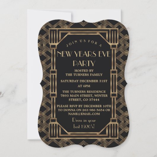 Nieuwjaar Elegant Gold Great Gatsby 1920 Kaart (Voorkant)