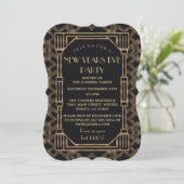 Nieuwjaar Elegant Gold Great Gatsby 1920 Kaart (Staand voorkant)