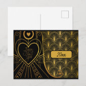 Nieuwjaar Elegante Vintage Art Deco Briefkaart (Voorkant / Achterkant)