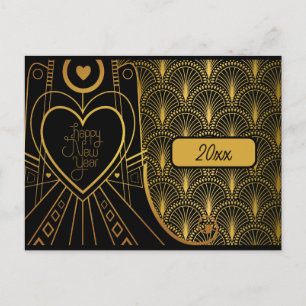 Nieuwjaar Elegante Vintage Art Deco Briefkaart