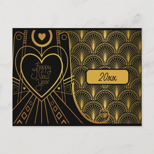 Nieuwjaar Elegante Vintage Art Deco Briefkaart (Voorkant)