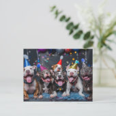 Nieuwjaar en feestdagen vieren met Pitbull honden Briefkaart (Staand voorkant)