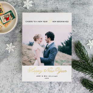 Nieuwjaar en nieuw begin Pas getrouwd Folie Feestdagenkaart