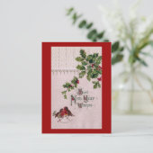 Nieuwjaar Euro Robins en Holly Feestdagenkaart (Staand voorkant)