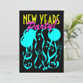 Nieuwjaar eve feestuitnodigingen | Neonkleuren Kaart (Staand voorkant)