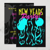 Nieuwjaar eve feestuitnodigingen | Neonkleuren Kaart (Voorkant / Achterkant)