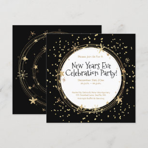 Nieuwjaar Eve, Gold, Black, Party Kaart