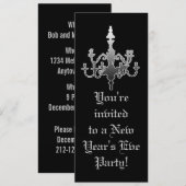 Nieuwjaar Eve van Elegant Black & Silver Kaart (Voorkant / Achterkant)