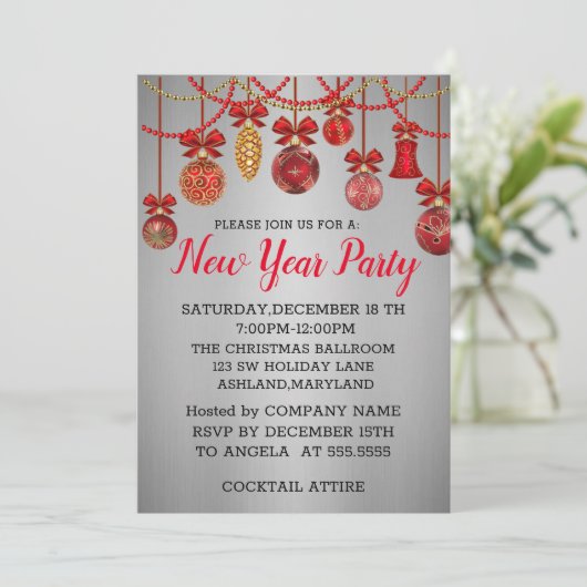 Nieuwjaar fantastische, wonderbaarlijke Rode Balls Kaart (Staand voorkant)