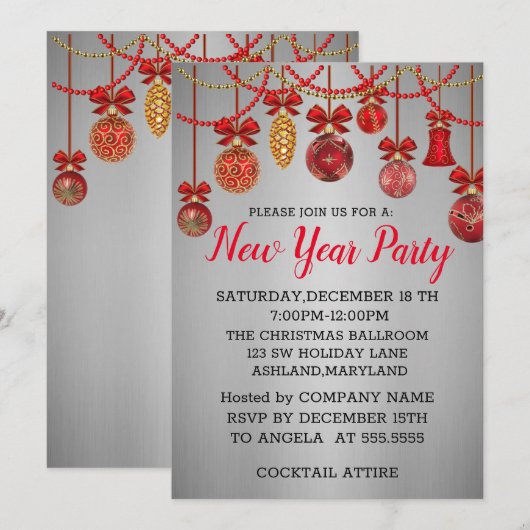 Nieuwjaar fantastische, wonderbaarlijke Rode Balls Kaart (Voorkant / Achterkant)