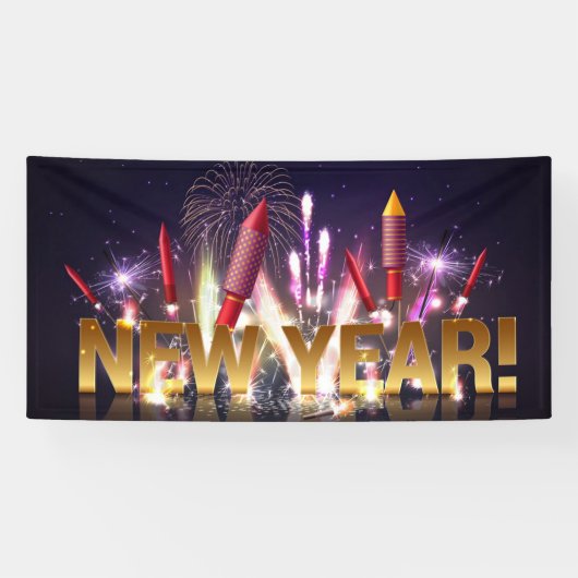 Nieuwjaar Firecrackers Spandoek (Horizontaal)