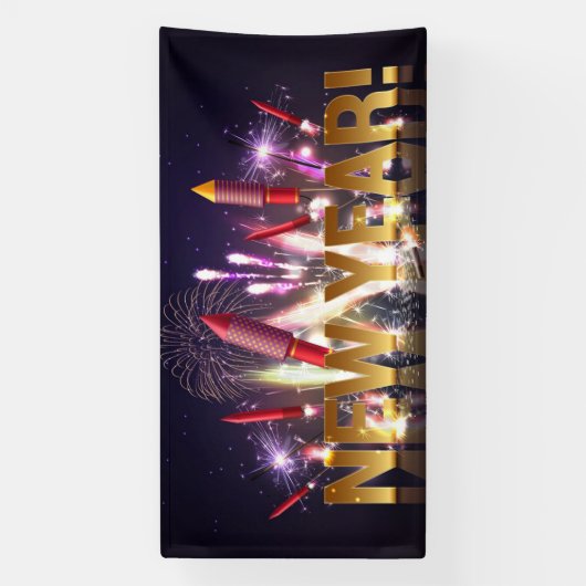 Nieuwjaar Firecrackers Spandoek (Verticaal)