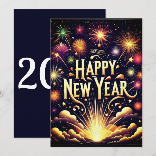 Nieuwjaar Flat Kaart (Voorkant / Achterkant)