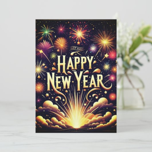 Nieuwjaar Flat Kaart (Staand voorkant)