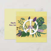 nieuwjaar Floral Inspirerend Peace Yellow Flat Feestdagenkaart (Voorkant / Achterkant)