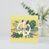 nieuwjaar Floral Inspirerend Peace Yellow Flat Feestdagenkaart (Staand voorkant)