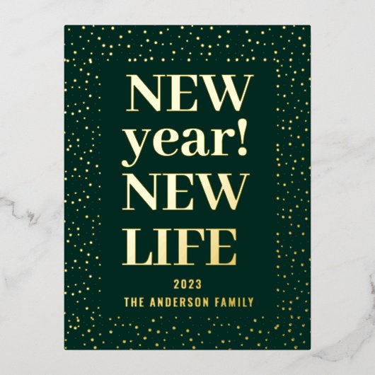 Nieuwjaar Folie Feestdagen Briefkaart (Voorkant)