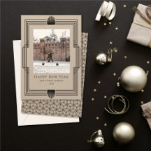 Nieuwjaar Foto Deco Kraft Black Holiday Card
