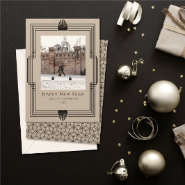 Nieuwjaar Foto Deco Kraft Black Holiday Card Feestdagenkaart
