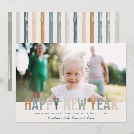 Nieuwjaar foto van moderne kleurrijke typografie (Voorkant / Achterkant)