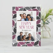 Nieuwjaar foto zwart magenta feestdagenkaart (Staand voorkant)