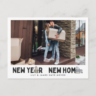 Nieuwjaar Fotowijziging van adres Briefkaart