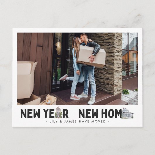 Nieuwjaar | Fotowijziging van adres Briefkaart (Voorkant)