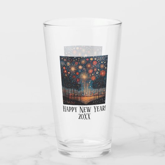 Nieuwjaar geëtst vuurwerk Ontwerp Custom Stemless Glas (Achterkant)