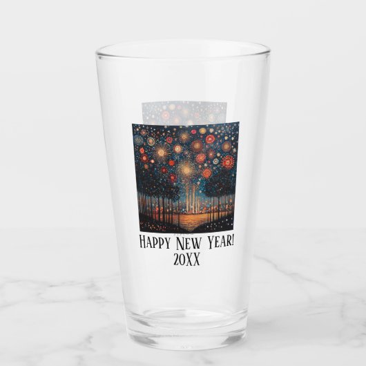 Nieuwjaar geëtst vuurwerk Ontwerp Custom Stemless Glas (Voorkant)