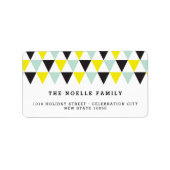 Nieuwjaar geometrische driehoeksfeestdag etiket (Voorkant)