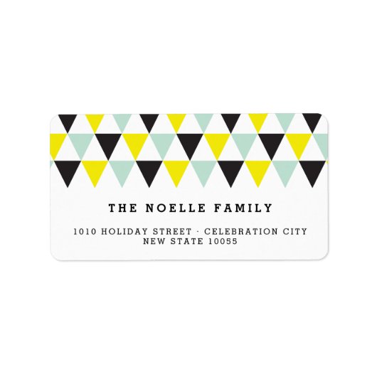 Nieuwjaar geometrische driehoeksfeestdag etiket (Voorkant)