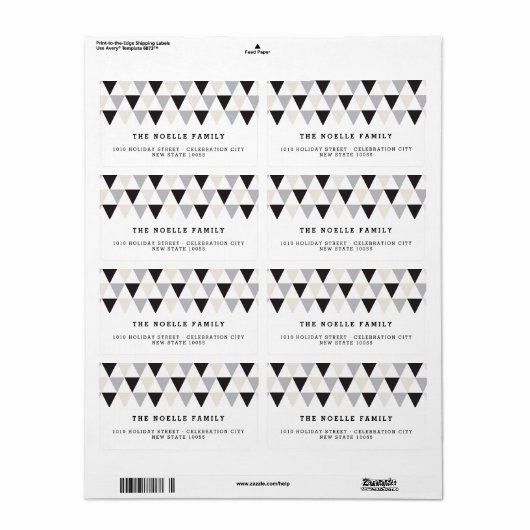 Nieuwjaar geometrische driehoeksfeestdag etiket (Full Sheet)