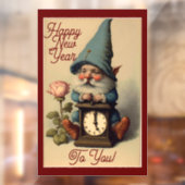 Nieuwjaar Gnome venster Cling Raamsticker (Vel 2)