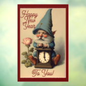 Nieuwjaar Gnome venster Cling Raamsticker (Vel 3)