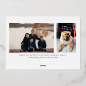 Nieuwjaar Gold Foil Foto Holiday in modern script Folie Feestdagenkaart (Achterkant)