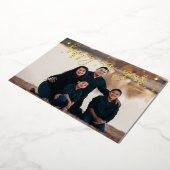 Nieuwjaar Gold Foil Foto Holiday in modern script Folie Feestdagenkaart (Gedraaid)