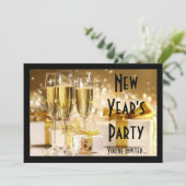Nieuwjaar Golden Champagne Kaart (Staand voorkant)
