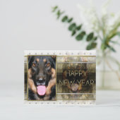 Nieuwjaar - Golden Elegance - Duitse herder Kuno Feestdagenkaart (Staand voorkant)