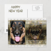 Nieuwjaar - Golden Elegance - Duitse herder Kuno Feestdagenkaart (Voorkant / Achterkant)