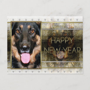 Nieuwjaar - Golden Elegance - German Shepherd Kuno Feestdagenkaart
