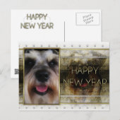 Nieuwjaar - Golden Elegance - Schnauzer Feestdagenkaart (Voorkant / Achterkant)