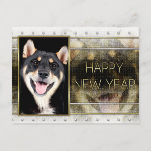Nieuwjaar - Golden Elegance - Shiba Inu - Hachi Feestdagenkaart