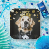 Nieuwjaar Golden Retriever in een smoking Papieren Bordje (Feest)