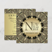 Nieuwjaar Golden Sun Tribal Funky Party Uitnodigin Kaart (Voorkant / Achterkant)