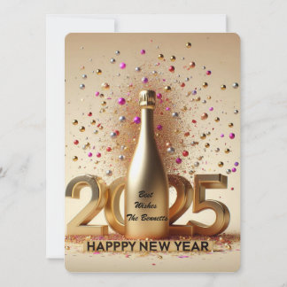 Nieuwjaar Golden Wishes Feestdagenkaart