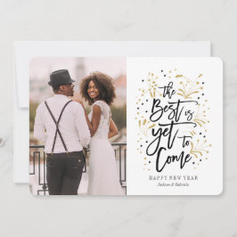 Nieuwjaar | Goud | vuurwerk en sterren | Fotokaart Feestdagenkaart