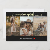 Nieuwjaar | Goud zwart | 3 Fotokaart Feestdagenkaart (Voorkant)