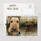 Nieuwjaar - Gouden Elegantie - Airedale Feestdagenkaart (Voorkant / Achterkant)
