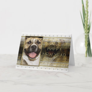 Nieuwjaar - Gouden Elegantie - Pitbull Tigger Feestdagen Kaart